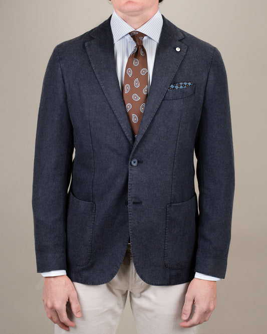 lbm navy cash silk soft coat