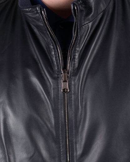 khakis brand navy reversible blouson leather jacket