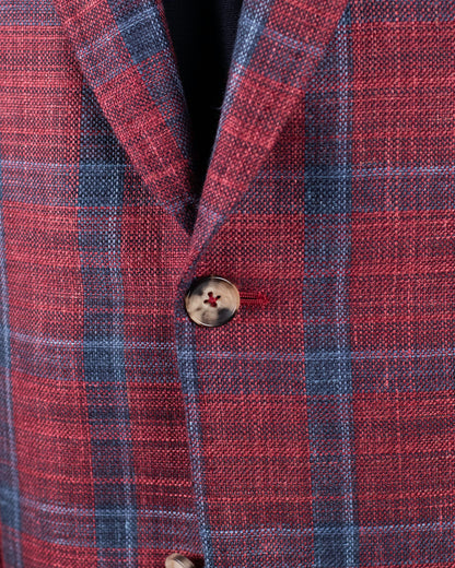 isaia red plaid sport coat
