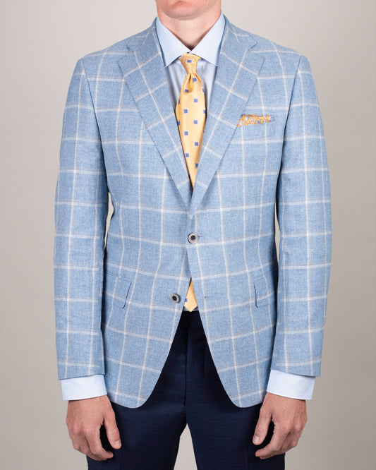 khakis brand blue windowpane sport coat