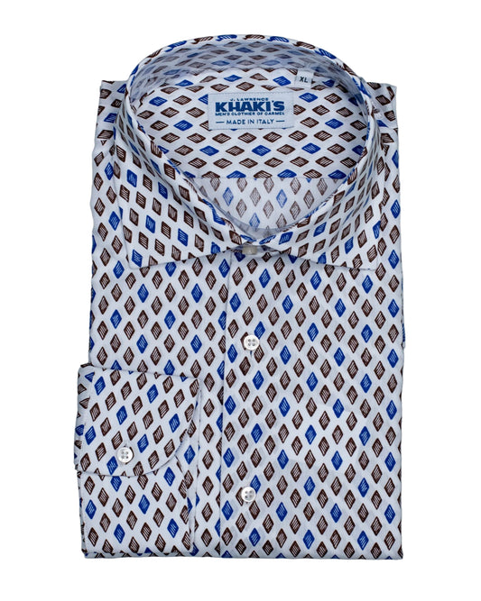 khakis brand blue geometric pattern shirt