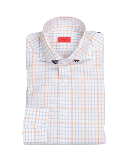 isaia white and blue shirt