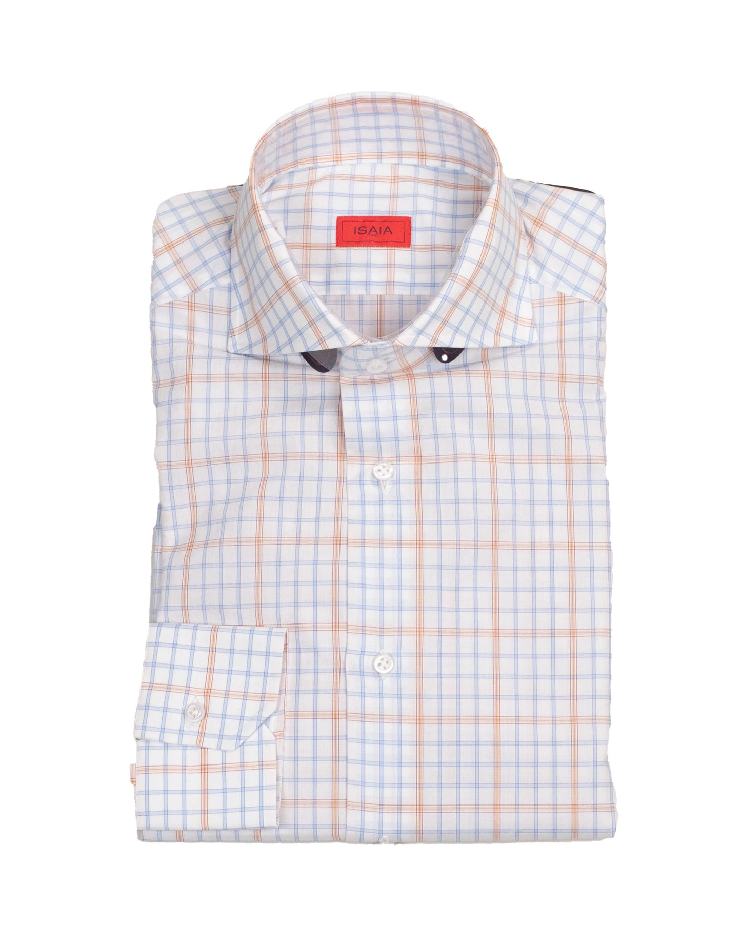 isaia white and blue dress shirt