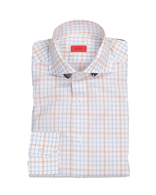 isaia white and blue dress shirt