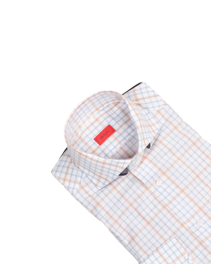 isaia white and blue shirt