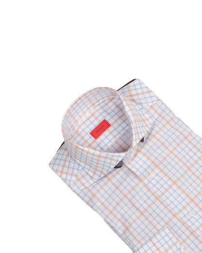 isaia white and blue dress shirt