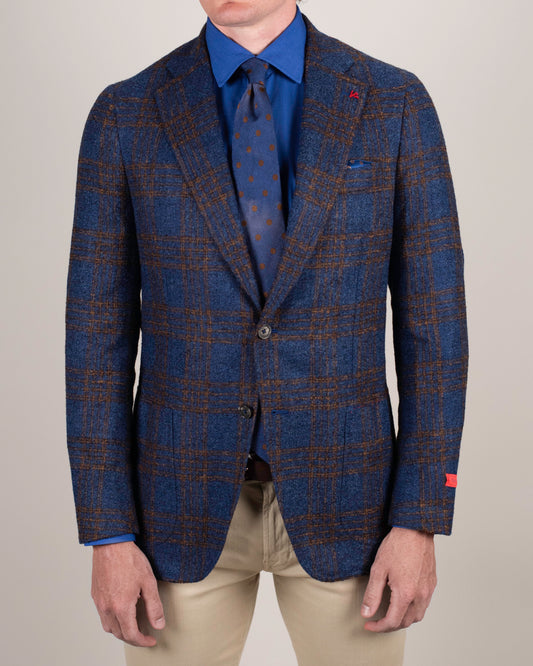 isaia blue alpaca plaid sport coat
