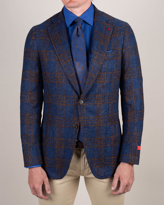 isaia blue alpaca plaid sport coat