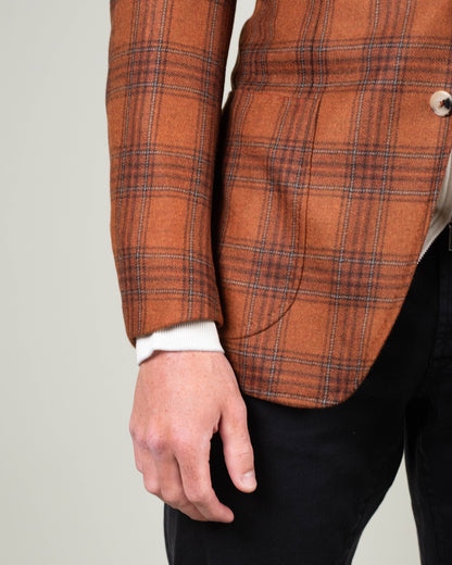 isaia orange plaid sport coat