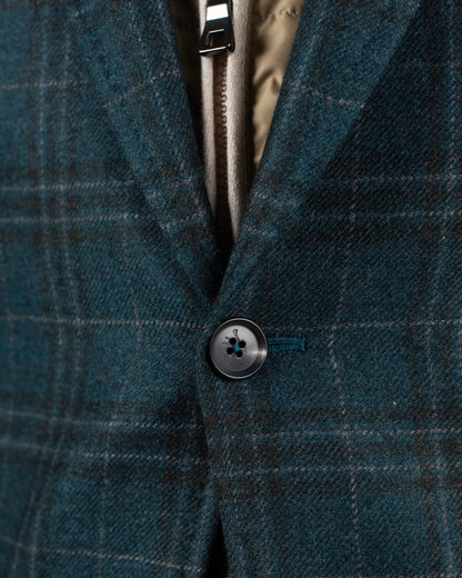 isaia teal plaid sportcoat
