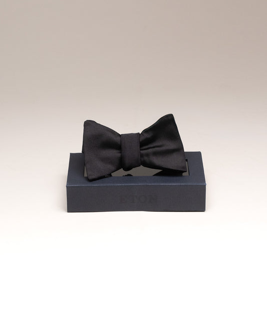 eton black twill silk selftie bow