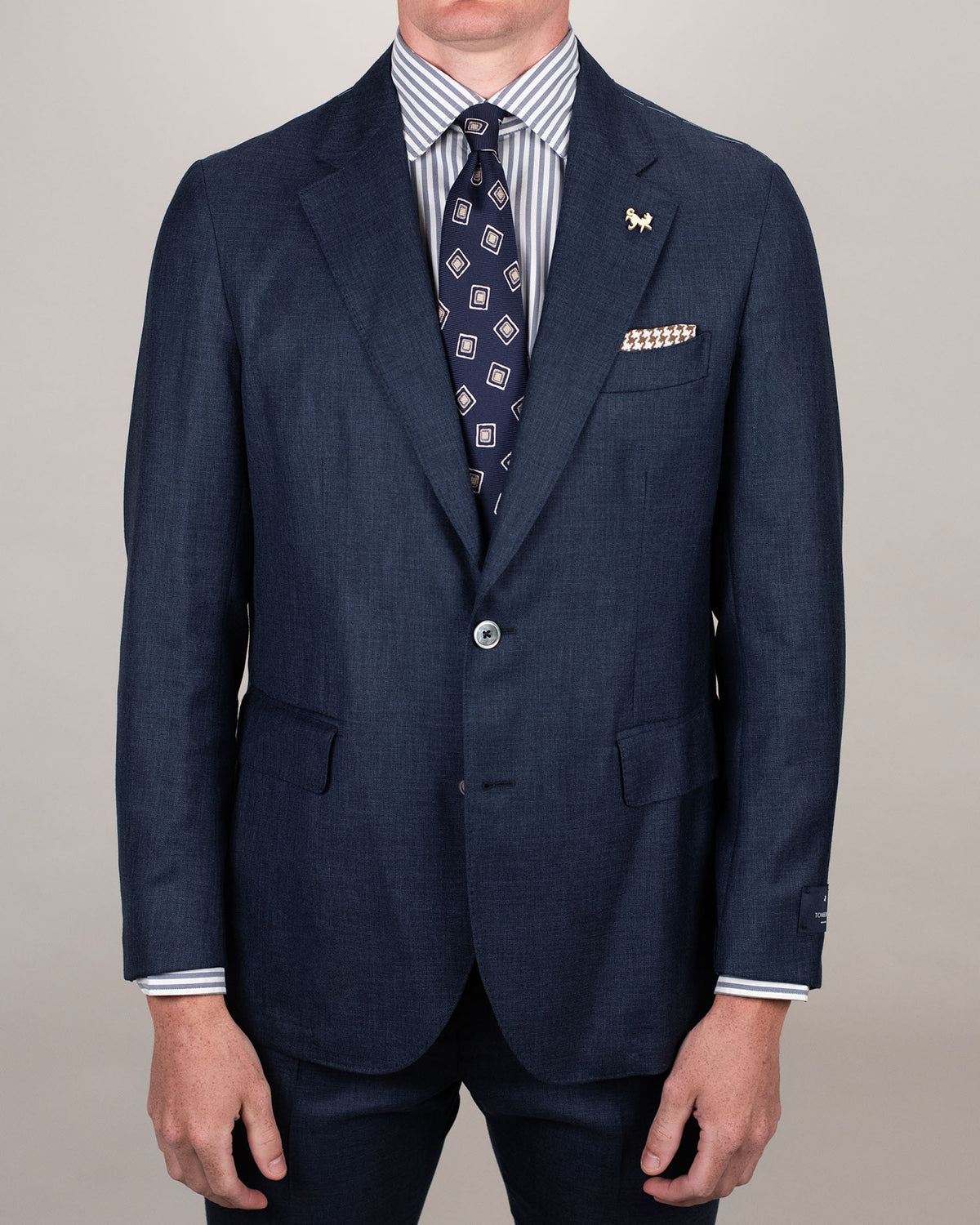 tmb blue sharkskin travel suit
