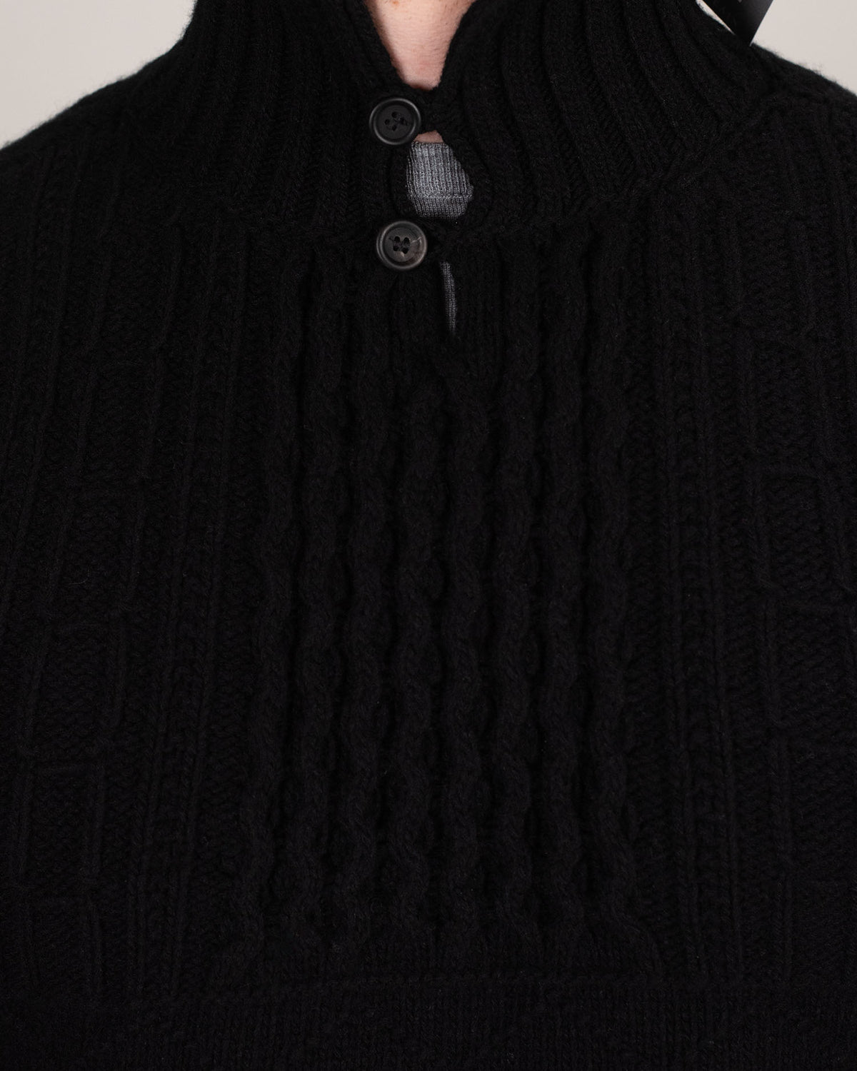 inis meain lambswool button neck sweater