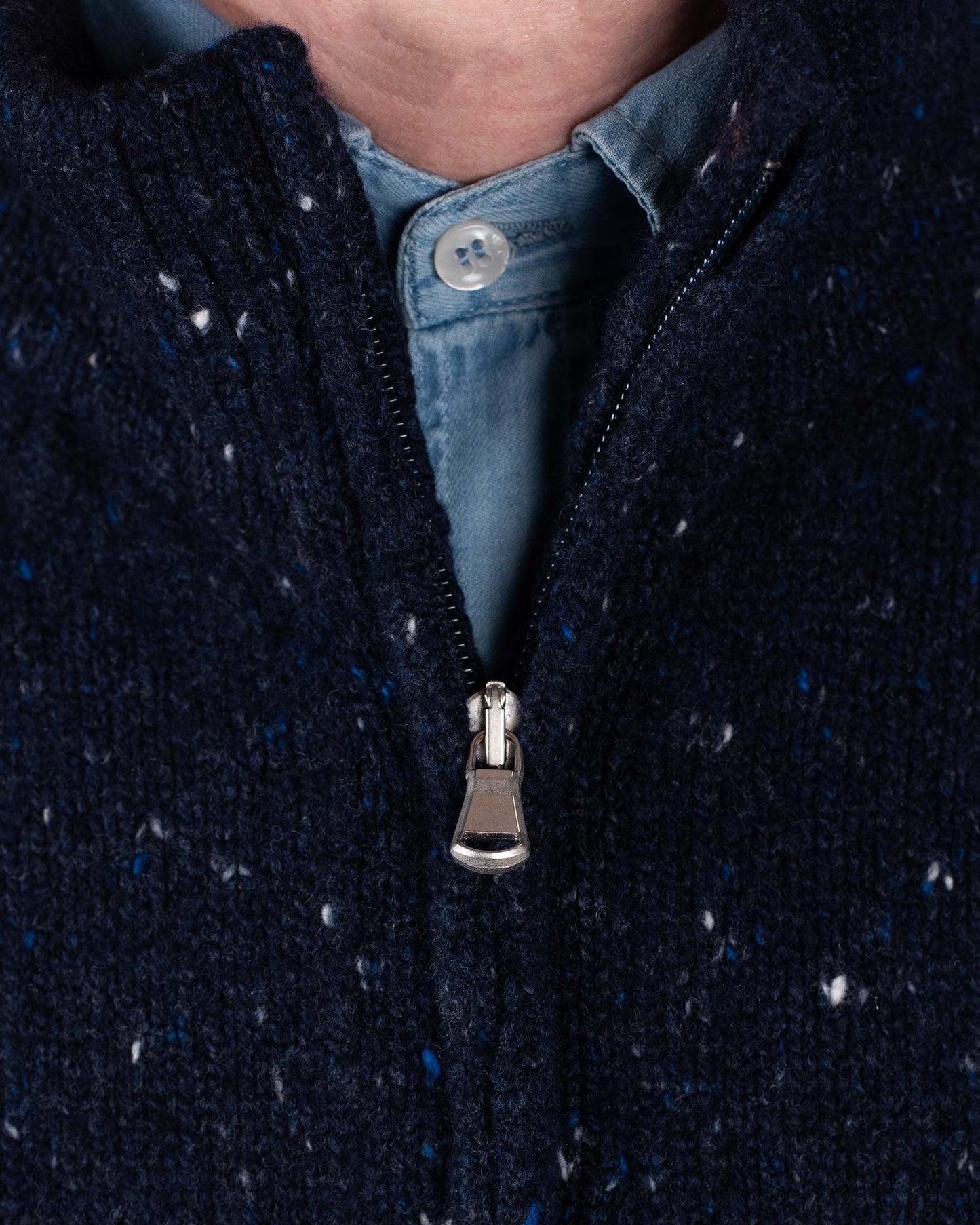 inis meain wool cash zip sweater