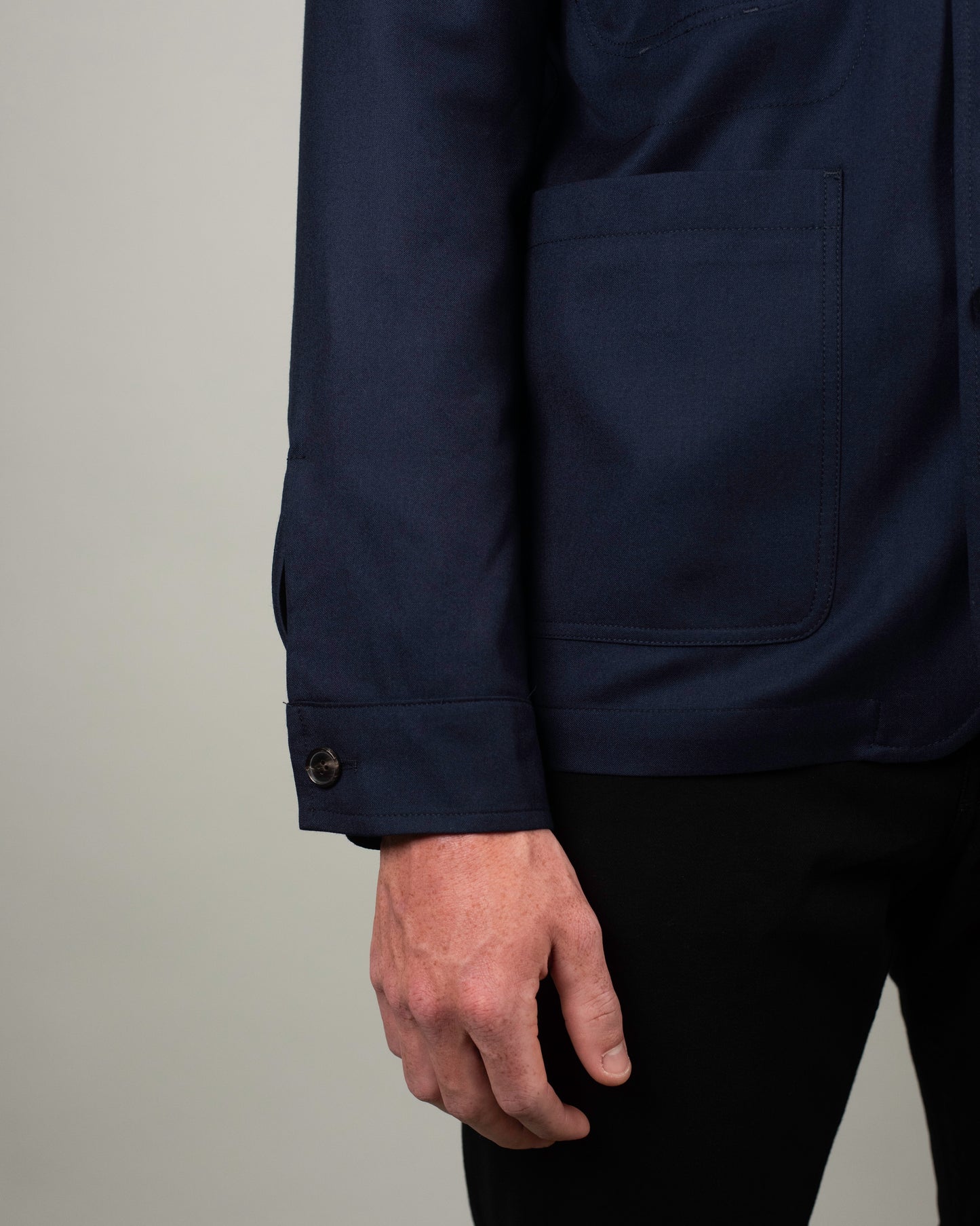 khakis brand navy wool silk bomber