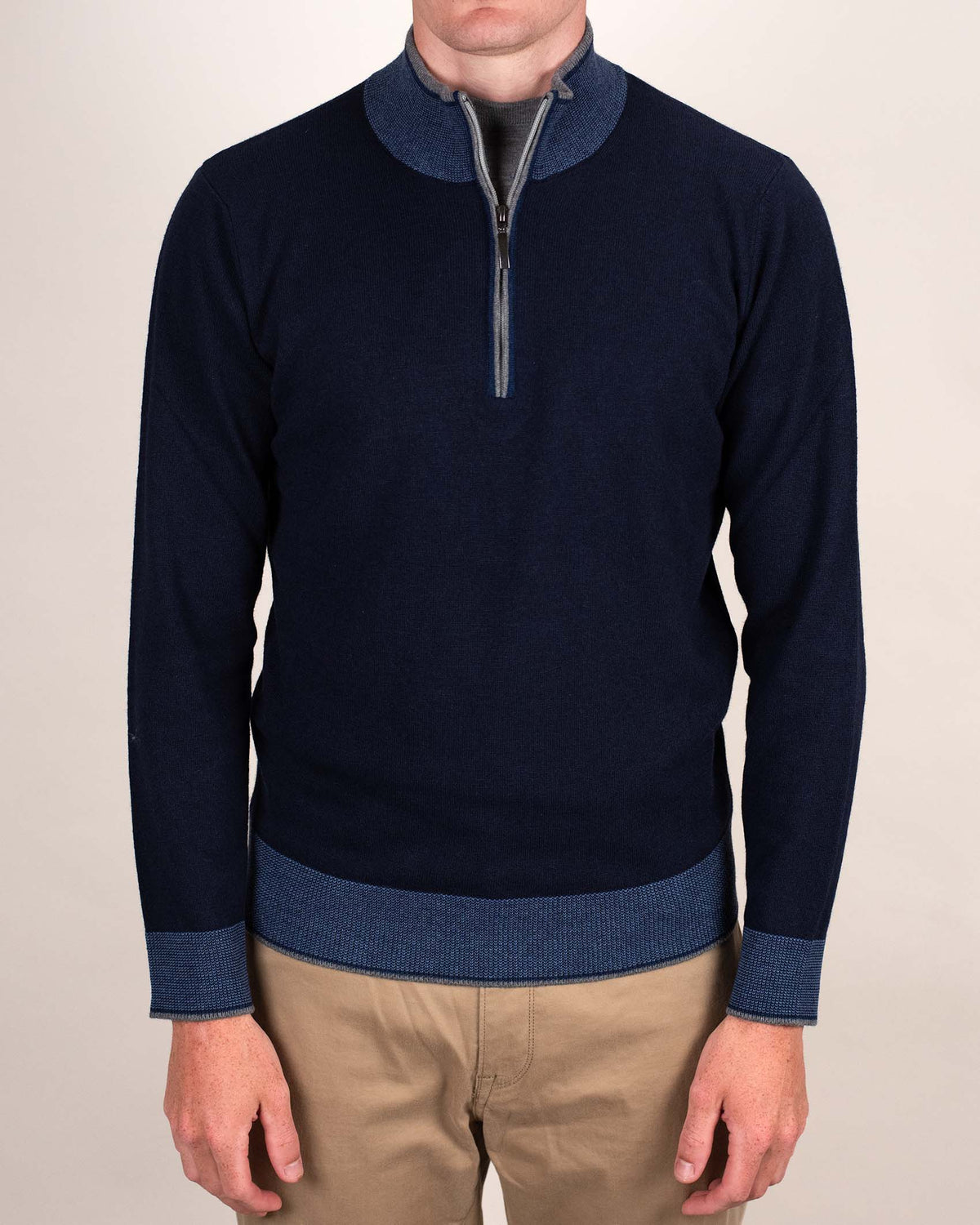 khakis brand merino wool zip sweater