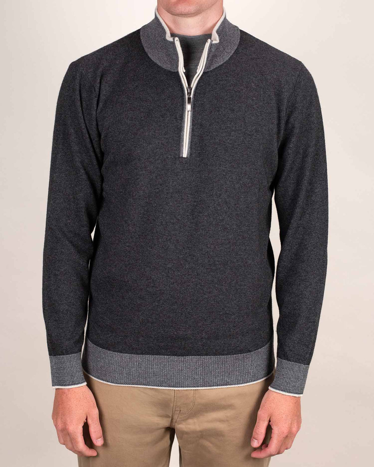 khakis brand merino wool zip sweater
