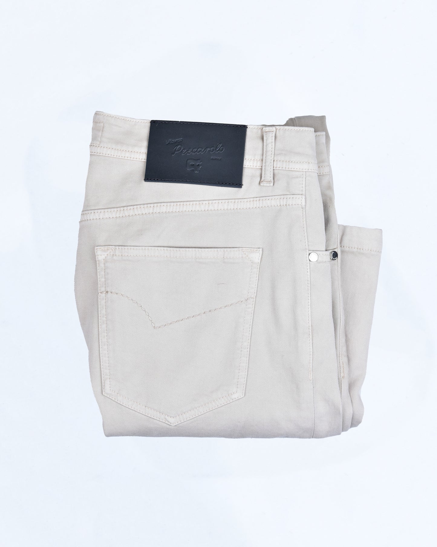 khakis of carmel - Cream Classic Denim Five Pocket Pant