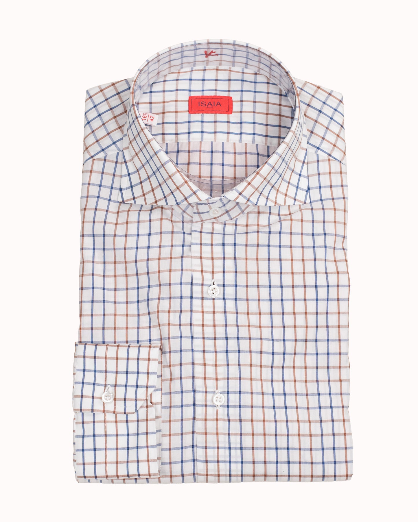 isaia blue check shirt