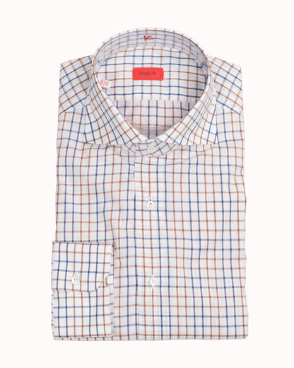 isaia blue check shirt