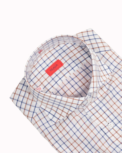 isaia blue check shirt