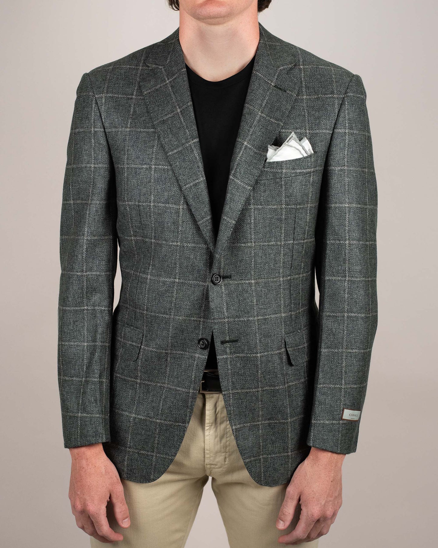 canali green windowpane sport coat