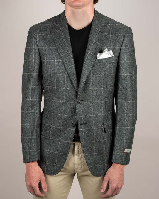 canali green windowpane sport coat
