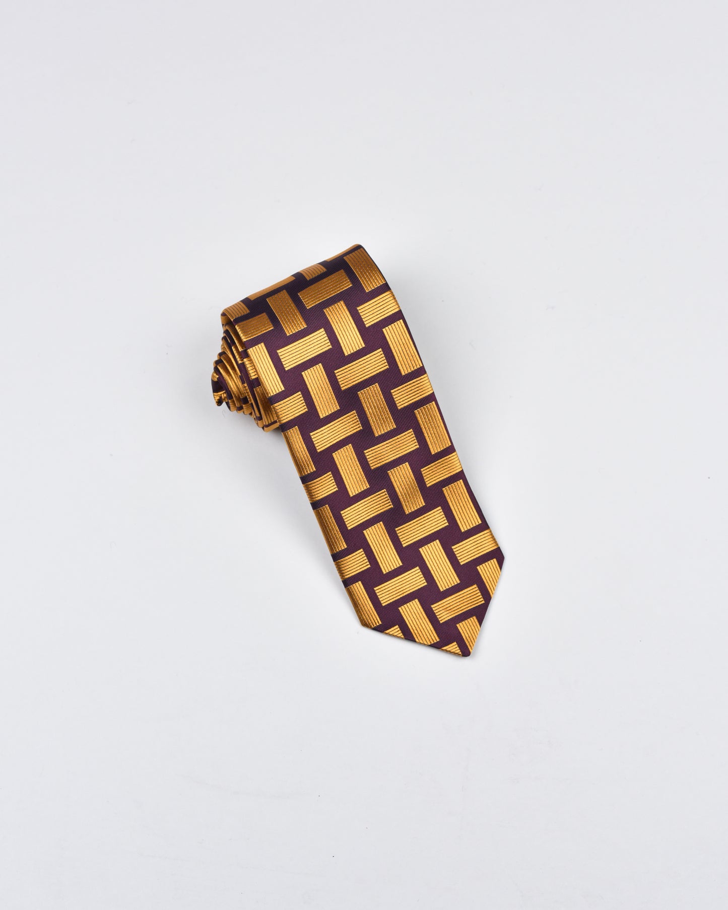 Khakis of Carmel - Silk Printed Tie in Burgundy and Gold