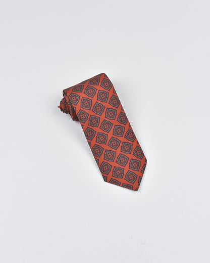 Khakis of Carmel - Silk Printed Tie in Orange