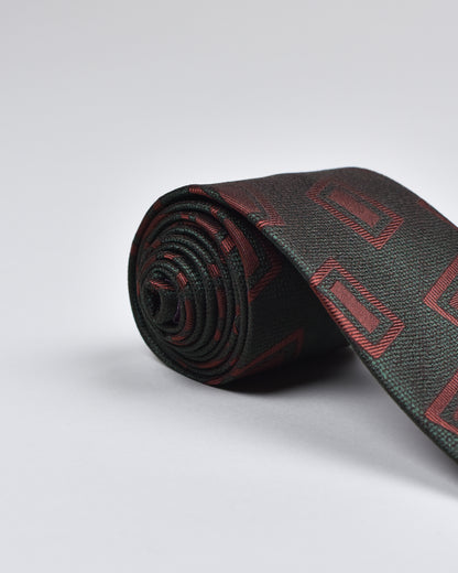 Khakis of Carmel - Silk Printed Tie in Green and Maroon