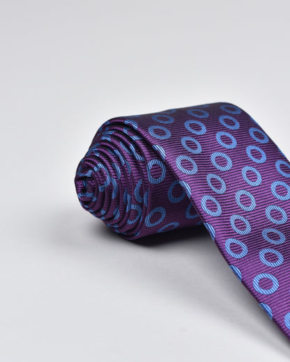 Khakis of Carmel - Silk Printed Tie in Purple and Blue