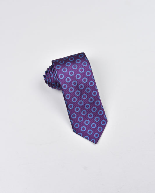 Khakis of Carmel - Silk Printed Tie in Purple and Blue