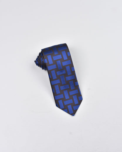 Khakis of Carmel - Silk Printed Tie in Blue and Black