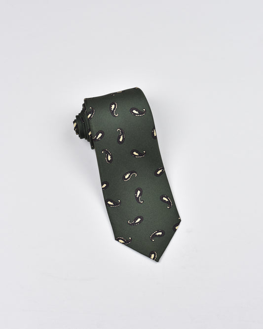 Khakis of Carmel - Silk Printed Tie in Green and White