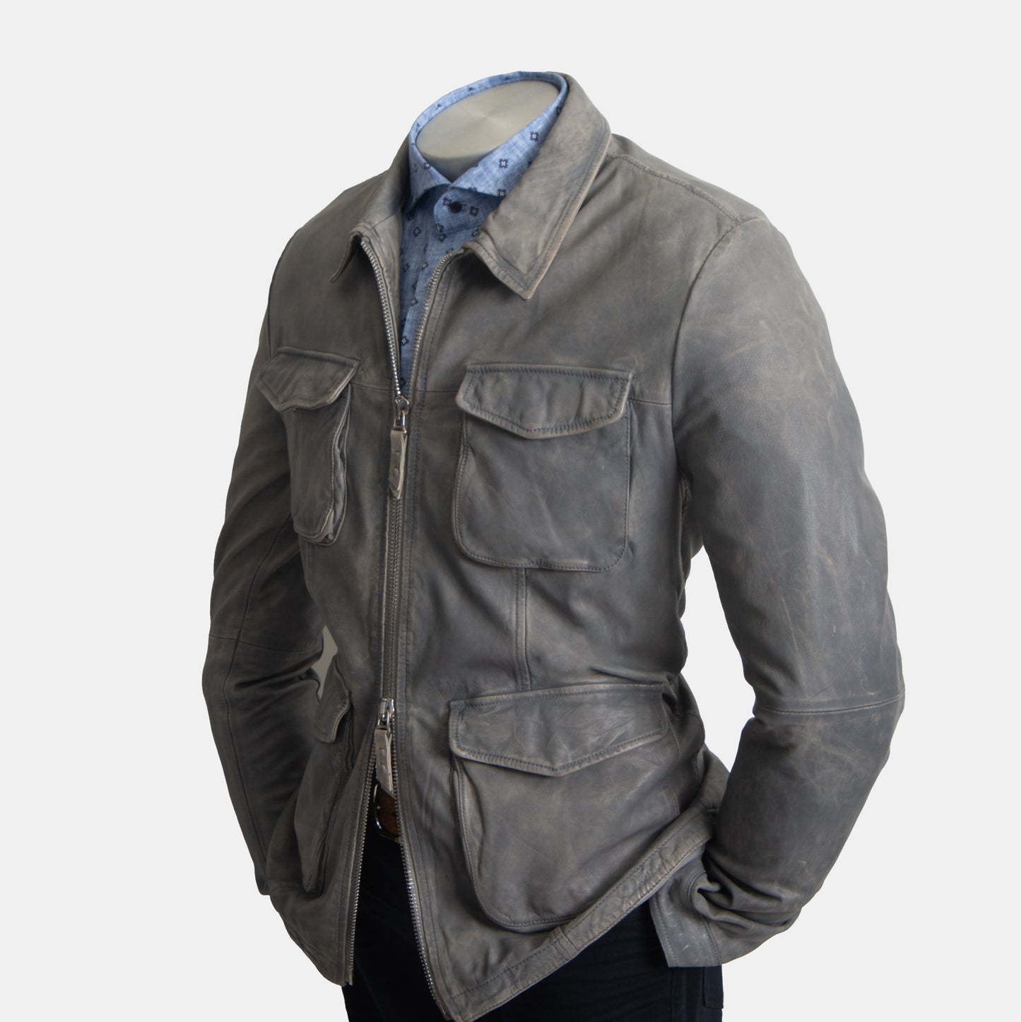 Gimos - Leather Grey Jacket