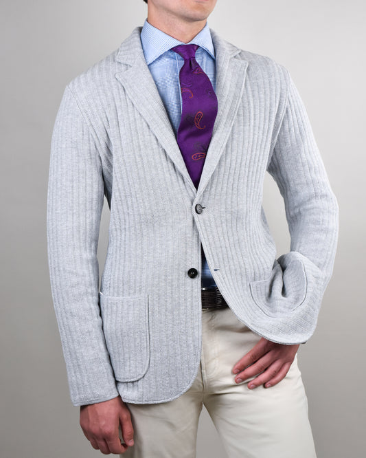 Maurizio Baldassari -  Grey Rib Stitch Swacket