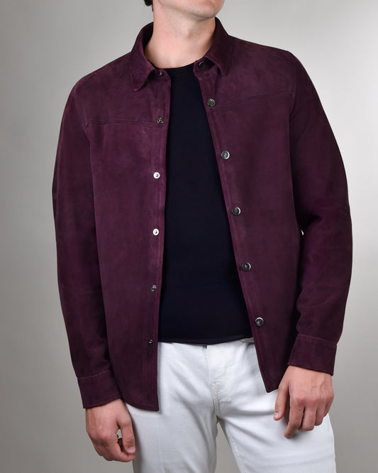 Isaia - Maroon Button Up Overshirt Coat