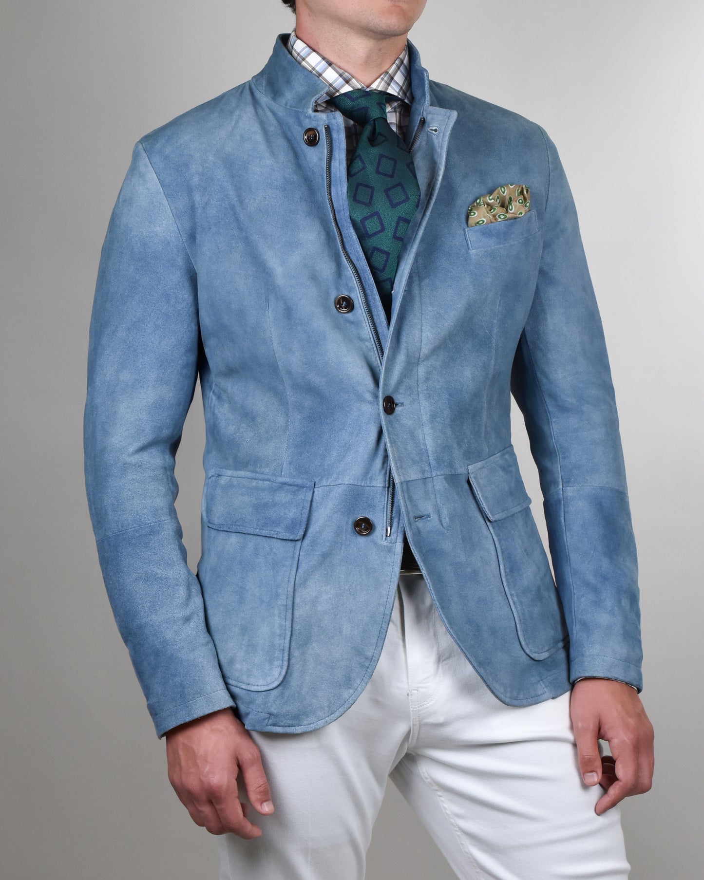 Khakis of Carmel - Light Blue Suede Jacket