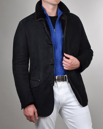 Khakis of Carmel - Black Zip Up Fur Jacket