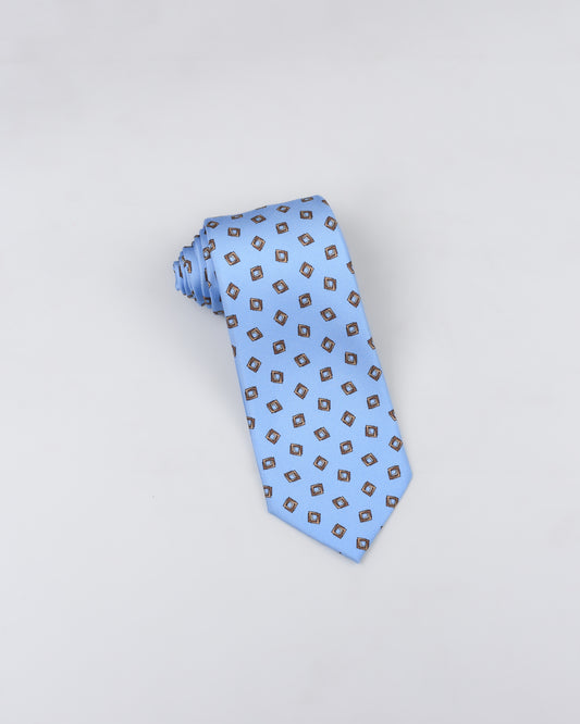 Khakis of Carmel - Silk Printed Tie in Light Blue