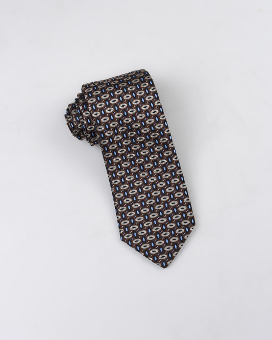 Khakis of Carmel - Silk Printed Tie in Brown Pattern