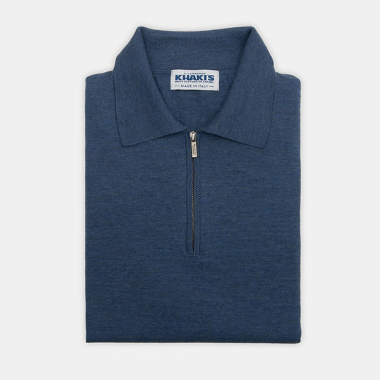 Khakis of Carmel - Merino Zip Mock Sweater in Royal Blue