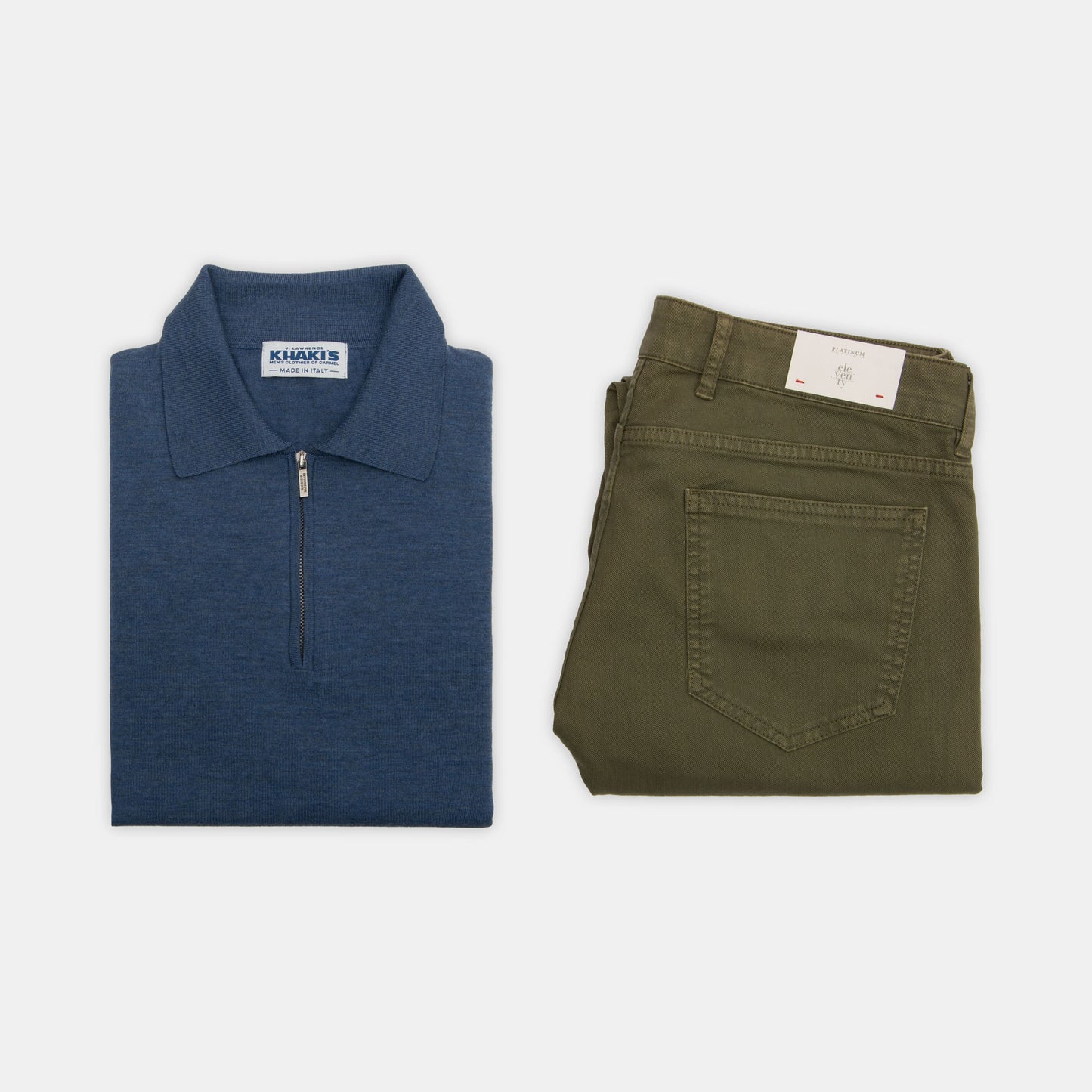 Khakis of Carmel - Merino Zip Mock Sweater in Royal Blue