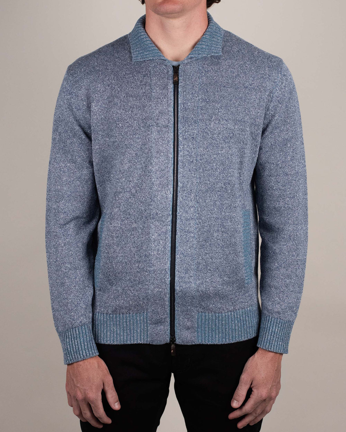 baldassari blue air zip sweater