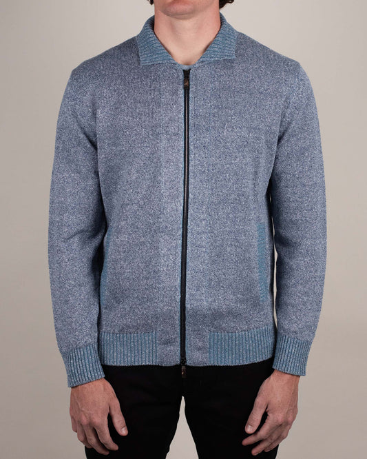 baldassari blue air zip sweater