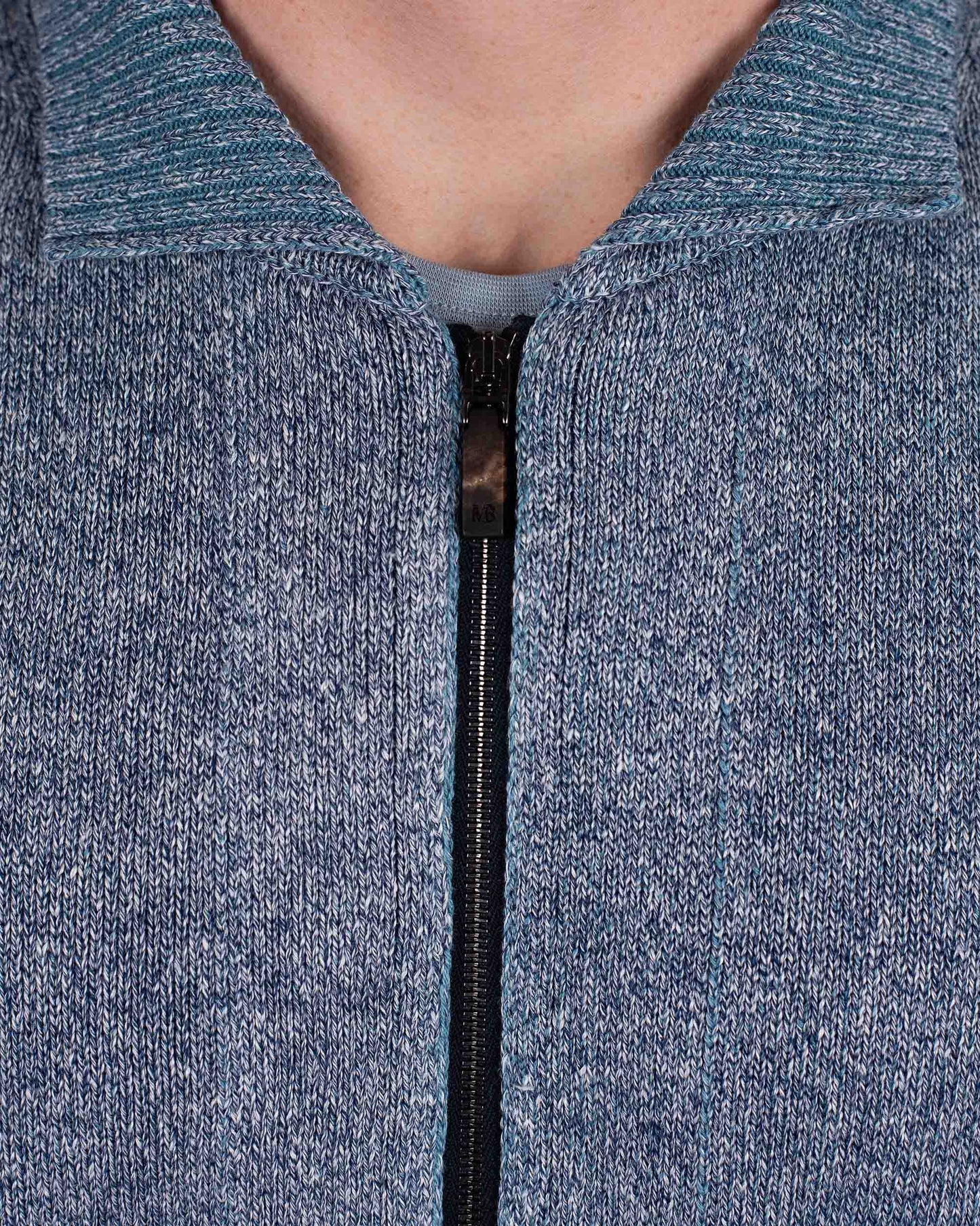 baldassari blue air zip sweater