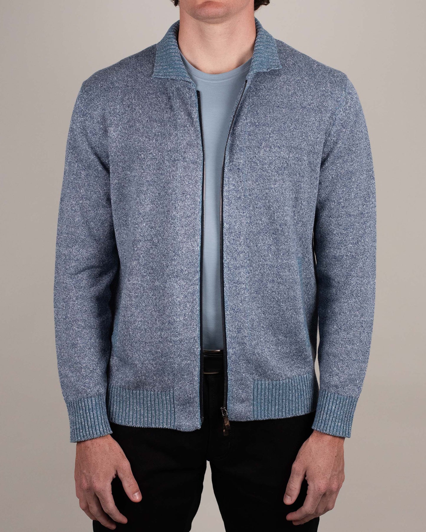 baldassari blue air zip sweater