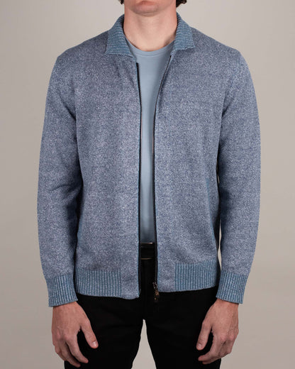 baldassari blue air zip sweater