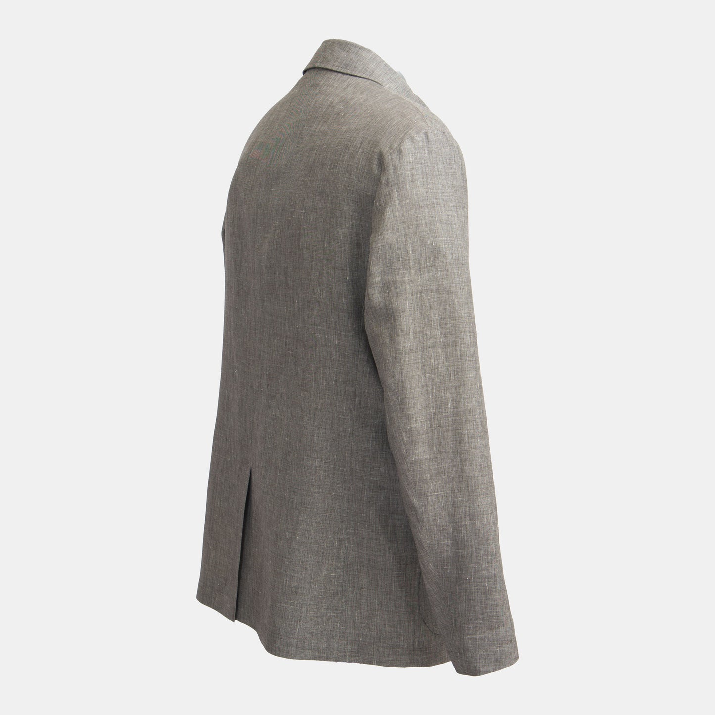 R - Grey Linen Wool Silk Blend Field Coat