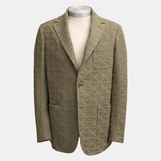 Canali - Textured Pattern Soft Coat Jacket in Khaki